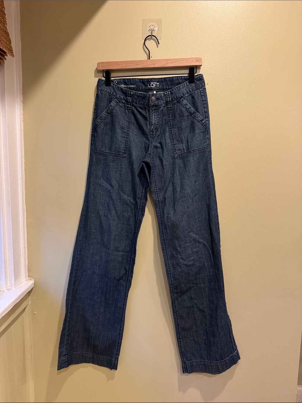 LOFT Dark Blue Wide-Leg Patch-Pocket Jeans